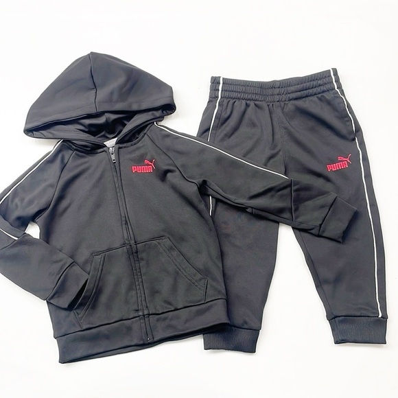 Puma toddler boys zip up jacket with hood + sweatpants matching set - Picture 1 of 3